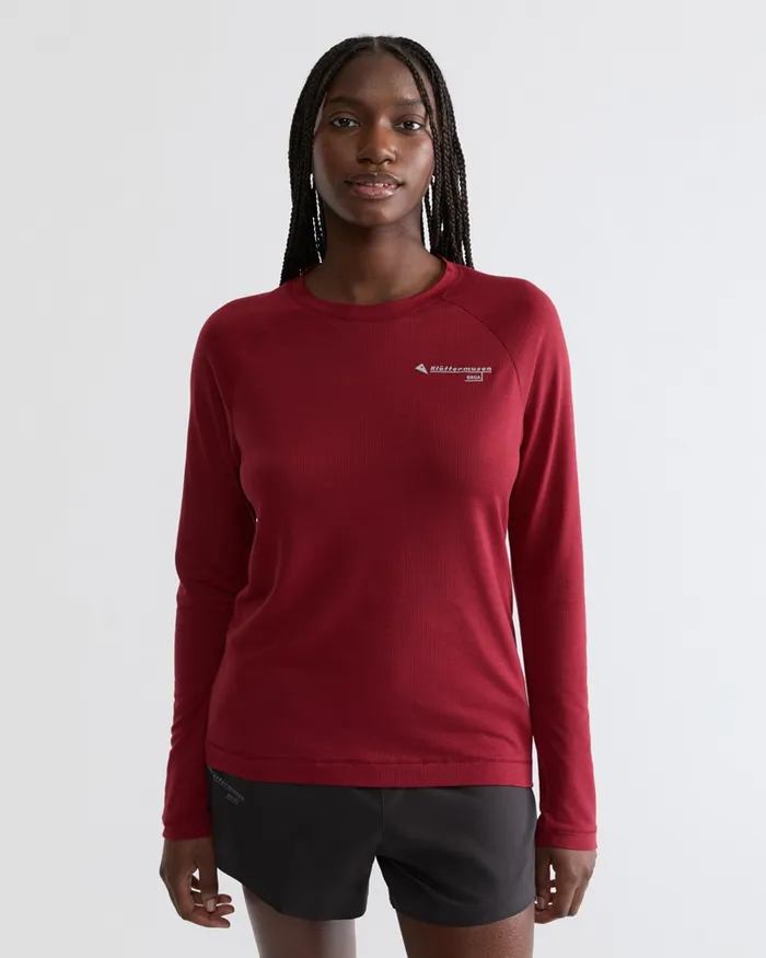 Women Groa Technical Long Sleeve Tee Ruby Red Klttermusen TShirts