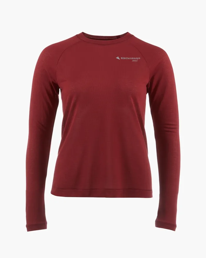 Women Groa Technical Long Sleeve Tee Ruby Red Klttermusen TShirts
