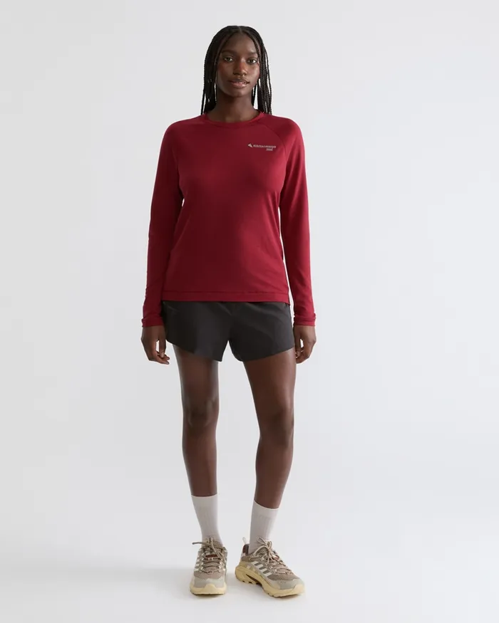 Women Groa Technical Long Sleeve Tee Ruby Red Klttermusen TShirts