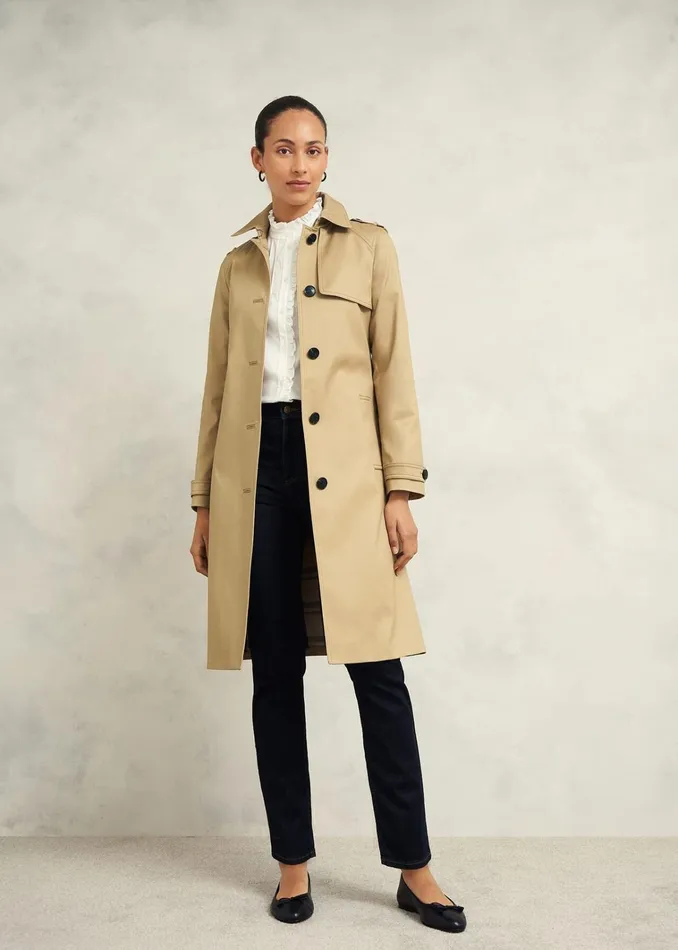 Women Hallie Shower Resistant Trench Coat Fawn Beige Hobbs Coats and Jackets