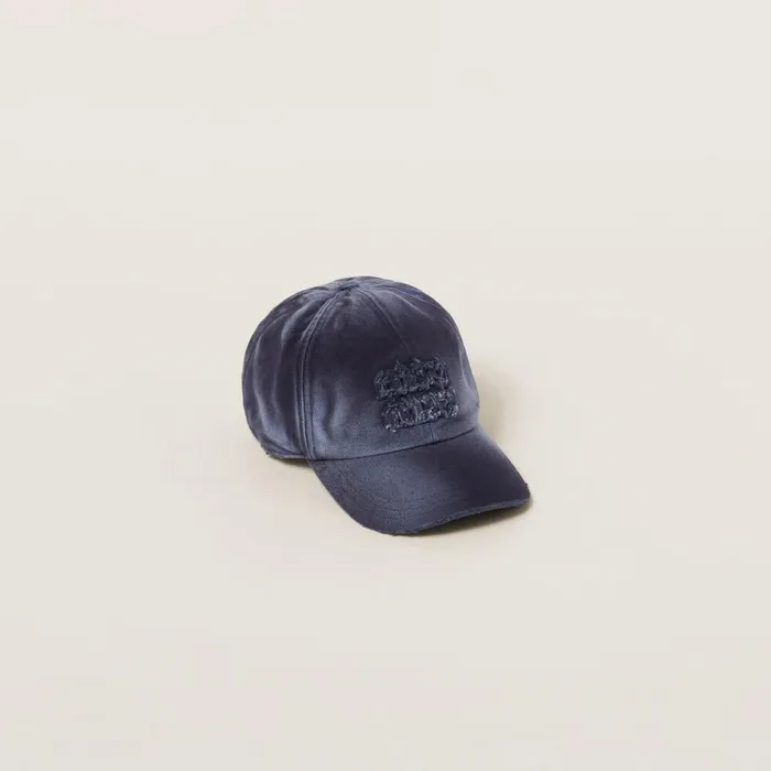 Women Hats And Gloves Miu Miu Denim Baseball Cap Navy
