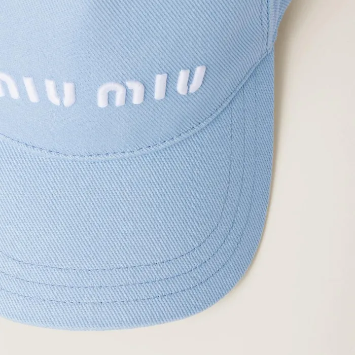 Women Hats And Gloves Miu Miu Drill Baseball Cap Sky Bluewhite Women Hats And Gloves Miu Miu Drill Baseball Cap Sky Bluewhite