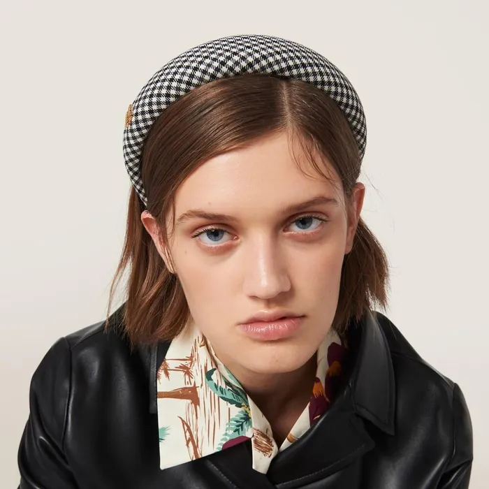 Women Headbands And Hair Accessories Miu Miu Gingham Check Wool Headband Blackwhite Women Headbands And Hair Accessories Miu Miu Gingham Check Wool Headband Blackwhite