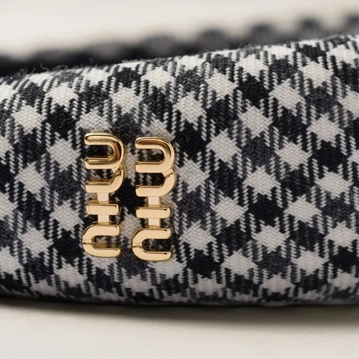 Women Headbands And Hair Accessories Miu Miu Gingham Check Wool Headband Blackwhite Women Headbands And Hair Accessories Miu Miu Gingham Check Wool Headband Blackwhite