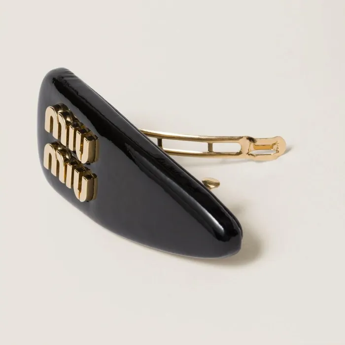 Women Headbands And Hair Accessories Miu Miu Patent Leather Hair Clip Black Women Headbands And Hair Accessories Miu Miu Patent Leather Hair Clip Black