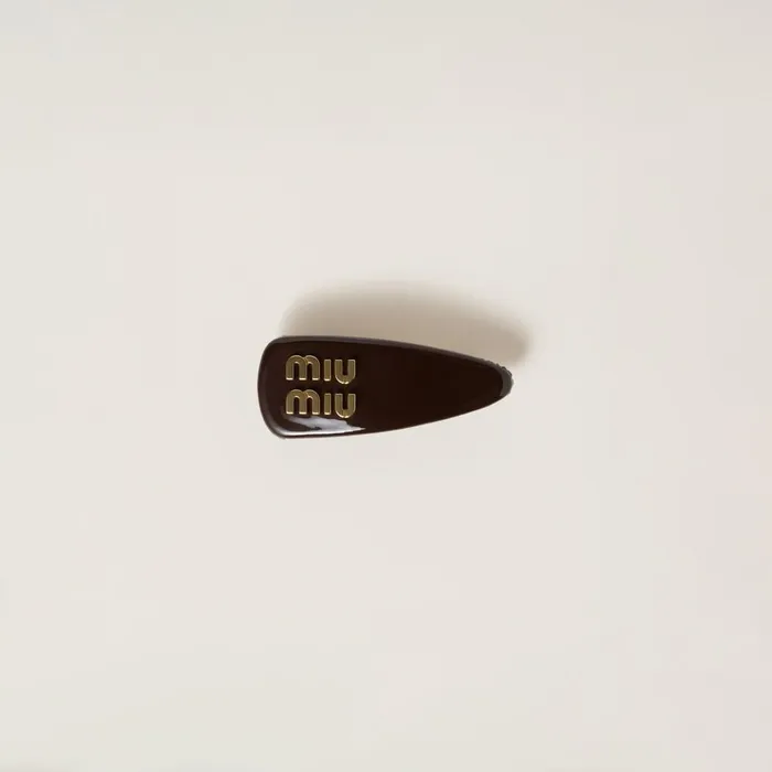Women Headbands And Hair Accessories Miu Miu Patent Leather Hair Clip Briarwood