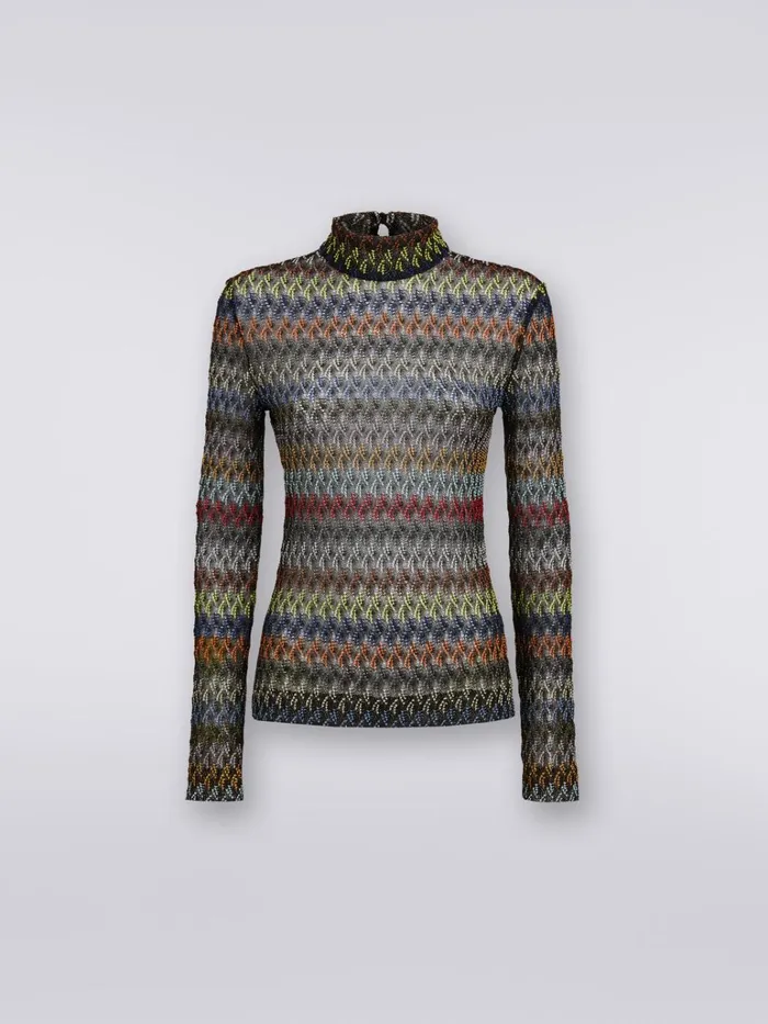 Women HighNeck Viscose Blend Pullover Multicoloured Missoni Knitwear