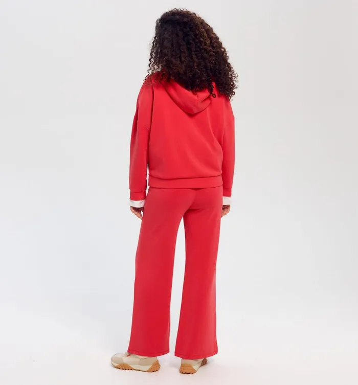 Women HighWaist Wideleg Trousers 8211 Cherry Red Promod Trousers Women HighWaist Wideleg Trousers 8211 Cherry Red Promod Trousers