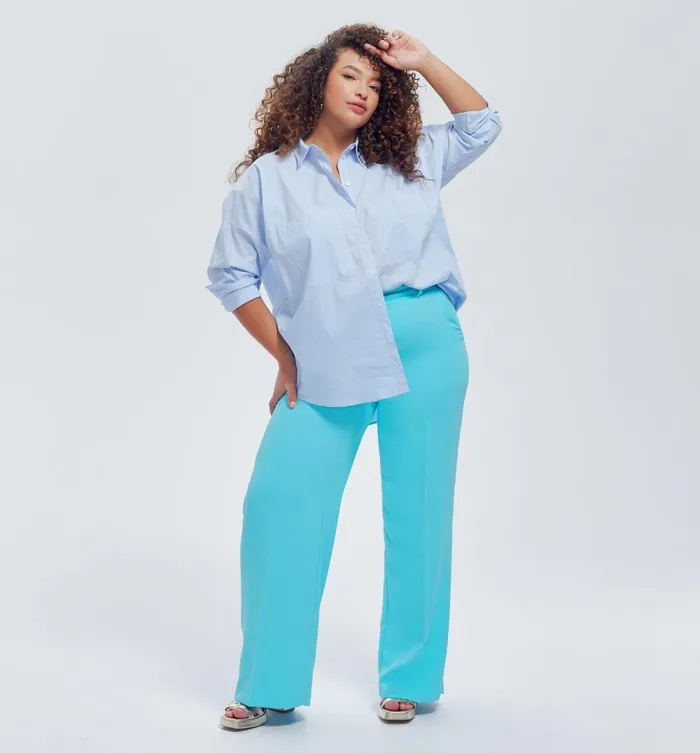 Women HighWaist Wideleg Trousers 8211 Turquoise Promod Trousers Women HighWaist Wideleg Trousers 8211 Turquoise Promod Trousers