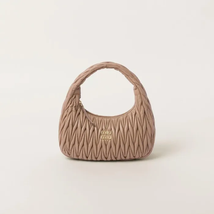 Women Hobo Bags Miu Miu Wander Matelass Nappa Leather Hobo Bag Cameo