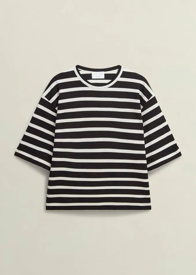 Women Holland Stripe TShirt Black Ivory Hobbs Tops