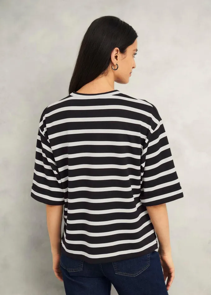 Women Holland Stripe TShirt Black Ivory Hobbs Tops