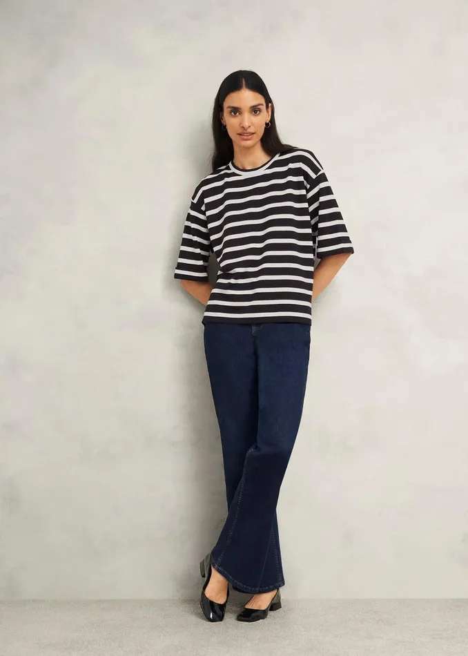 Women Holland Stripe TShirt Black Ivory Hobbs Tops