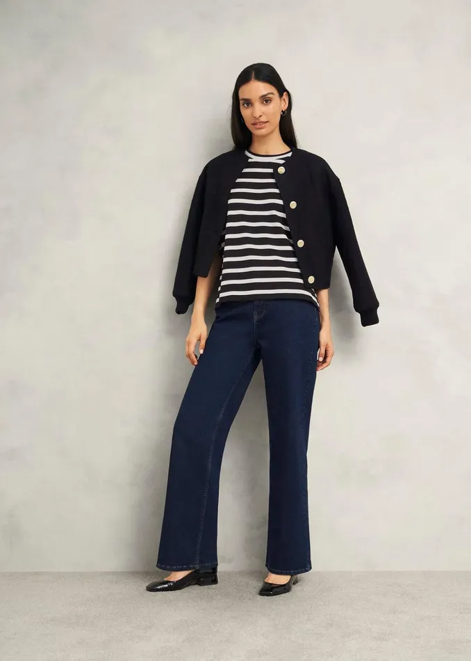 Women Holland Stripe TShirt Black Ivory Hobbs Tops