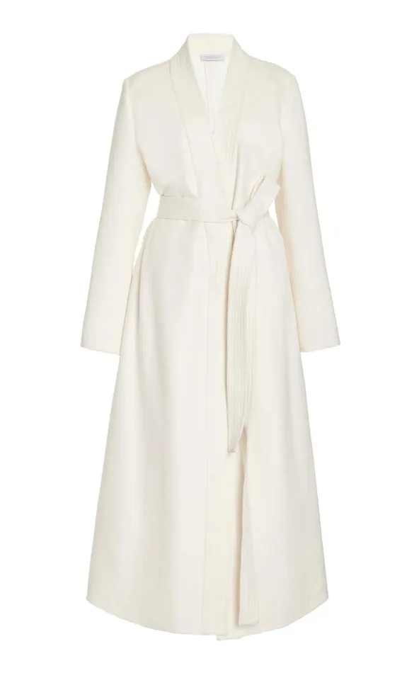 Women Jackets and Coats Gabriela Hearst Devon Wrap Coat In Ivory Winter Silk
