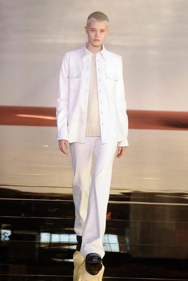 Women Jackets and Coats Gabriela Hearst John Austin Overshirt In White Nappa Leather