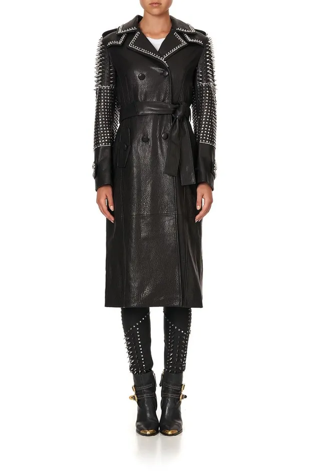 Women Jackets Camilla Leather Trench Coat Leather