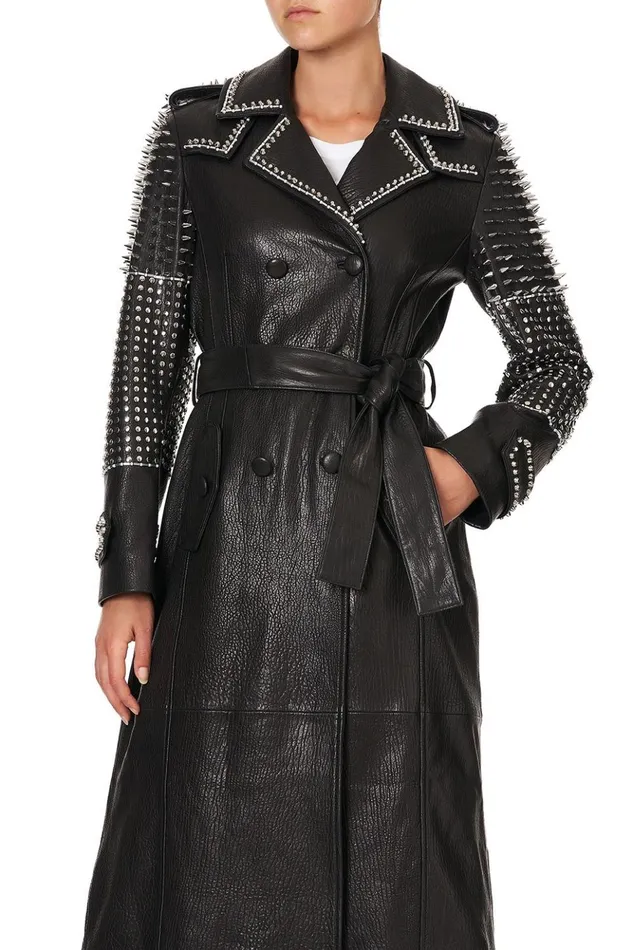 Women Jackets Camilla Leather Trench Coat Leather