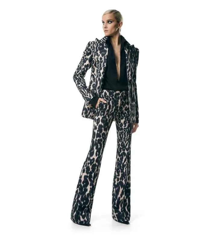 Women Jackets Tom Ford Leopard Printed Hopsack Jacket Chalk and Black