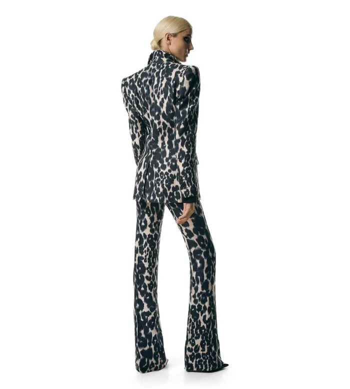 Women Jackets Tom Ford Leopard Printed Hopsack Jacket Chalk and Black
