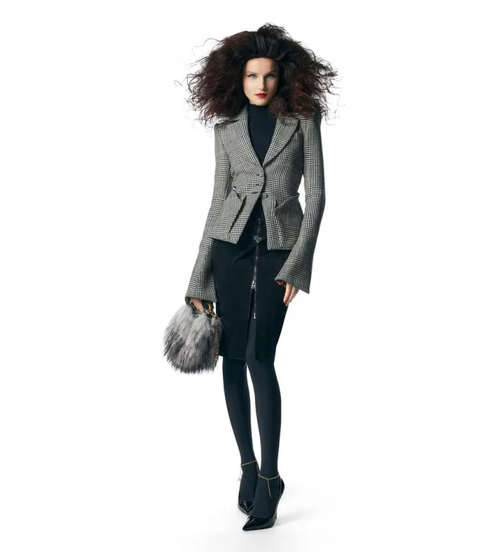 Women Jackets Tom Ford Prince Of Wales Wool Fitted Jacket Black Chalk Women Jackets Tom Ford Prince Of Wales Wool Fitted Jacket Black Chalk