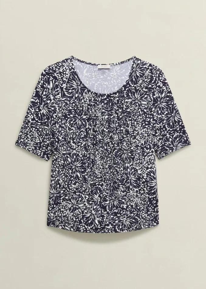 Women Jacqueline Print Top Navy Ivory Hobbs Tops