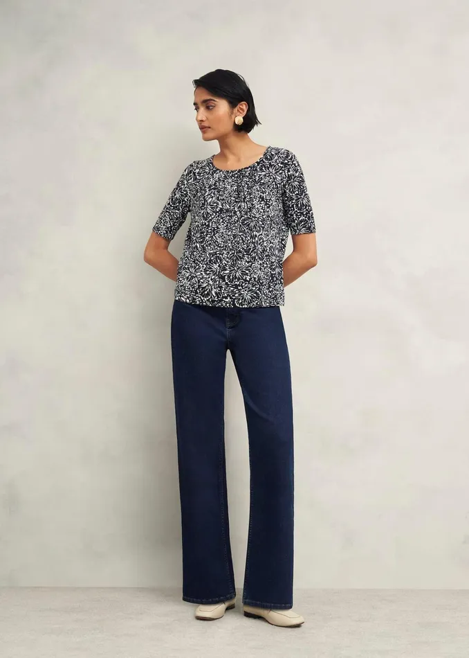 Women Jacqueline Print Top Navy Ivory Hobbs Tops
