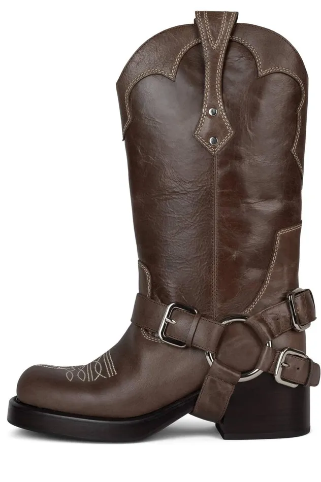Women Jeffrey Campbell Knee High Fp X Understated Leather Motoboy Biker Boot