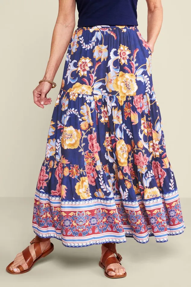 Women Kara Skirt II Akrotiri Flowers Soft Surroundings Skirts Women Kara Skirt II Akrotiri Flowers Soft Surroundings Skirts