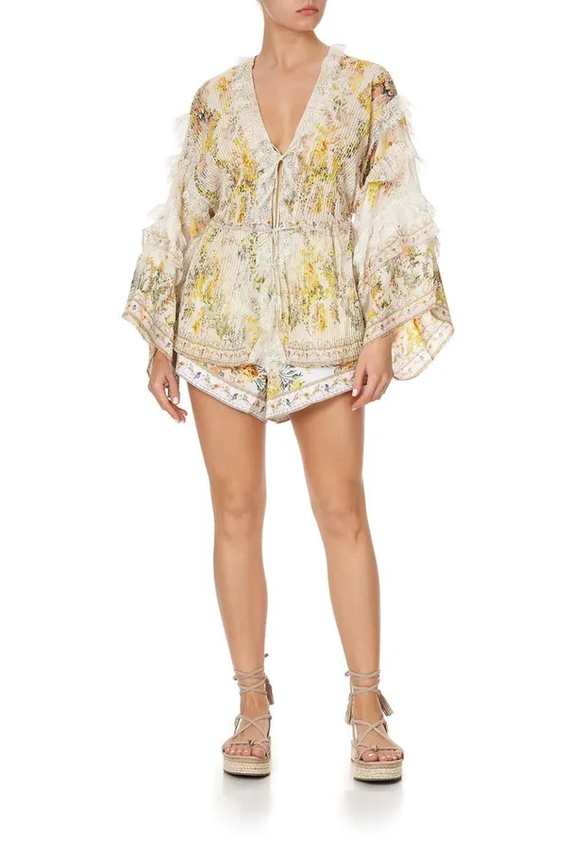 Women Kimonos Camilla Tie Front Lace Insert Layer In The Hills Of Tuscany