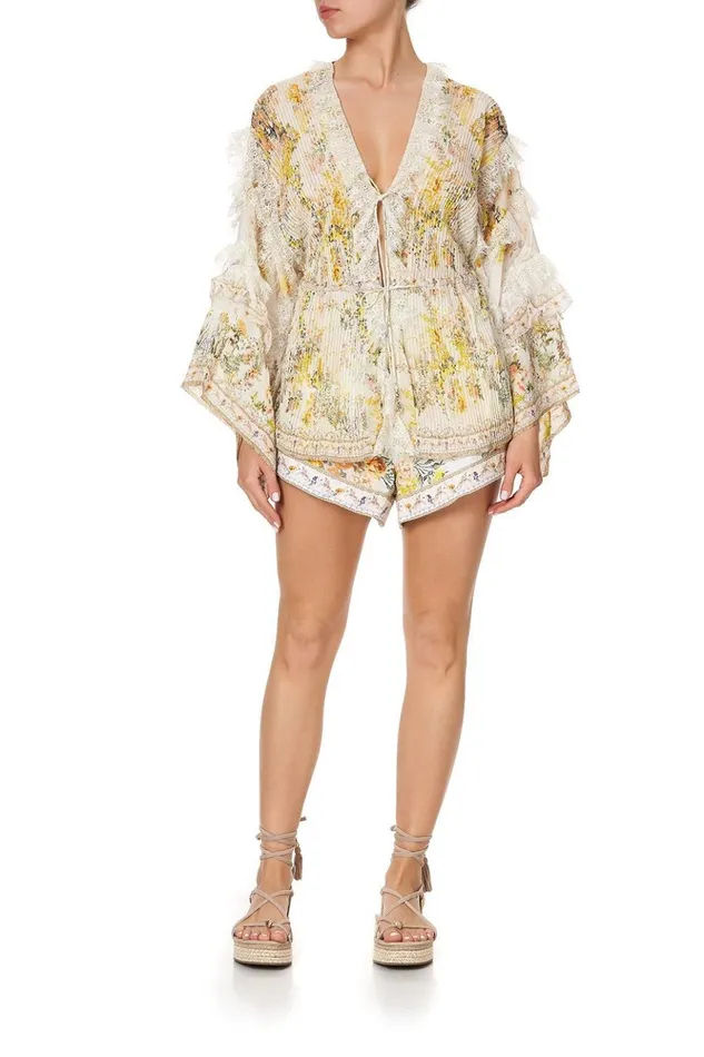 Women Kimonos Camilla Tie Front Lace Insert Layer In The Hills Of Tuscany
