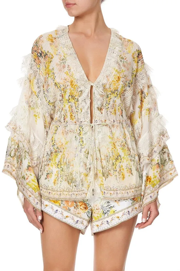 Women Kimonos Camilla Tie Front Lace Insert Layer In The Hills Of Tuscany