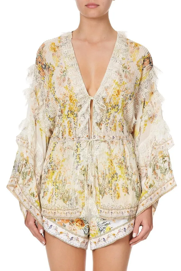 Women Kimonos Camilla Tie Front Lace Insert Layer In The Hills Of Tuscany
