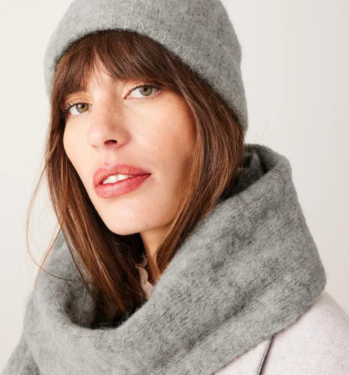 Women Knit Scarf With Alpaca 8211 Grey Promod Scarves Women Knit Scarf With Alpaca 8211 Grey Promod Scarves