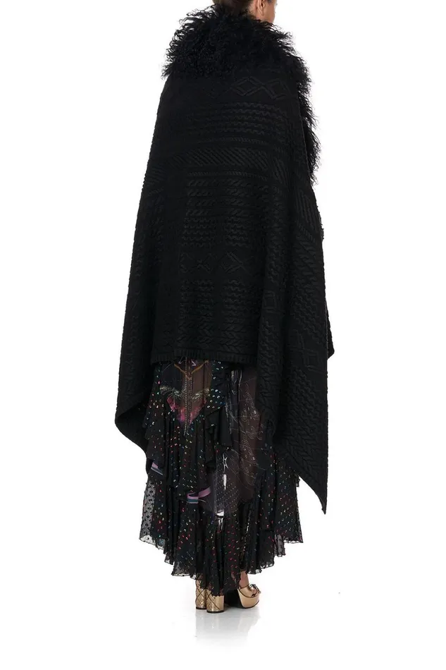 Women Knitwear Camilla Shearling Cape Midnight Moon House