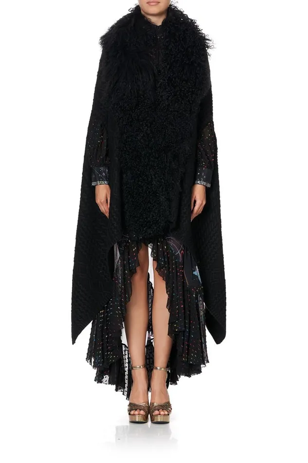 Women Knitwear Camilla Shearling Cape Midnight Moon House