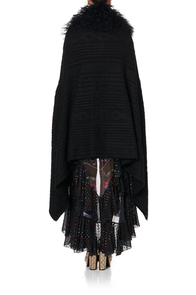 Women Knitwear Camilla Shearling Cape Midnight Moon House
