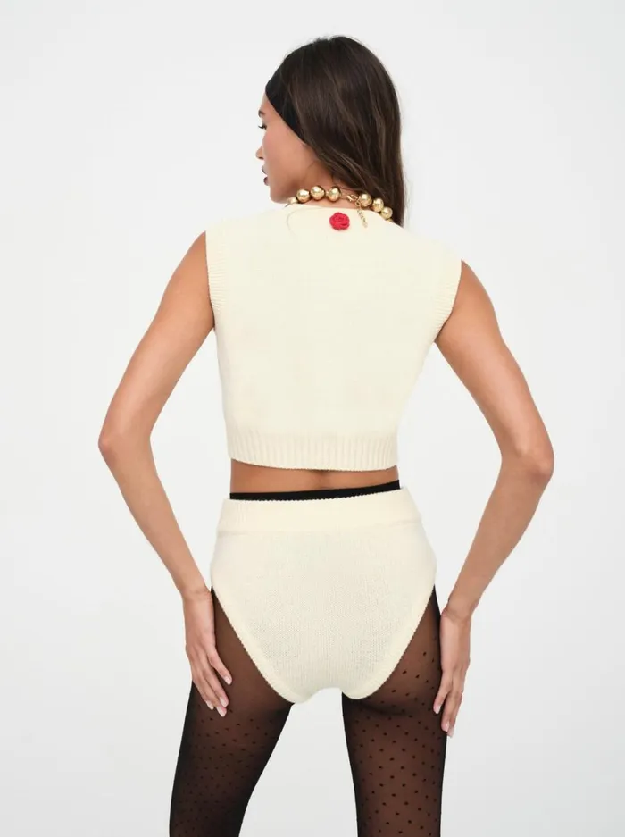 Women Knitwear For Love and Lemons Ellie Knit Panty White Women Knitwear For Love and Lemons Ellie Knit Panty White