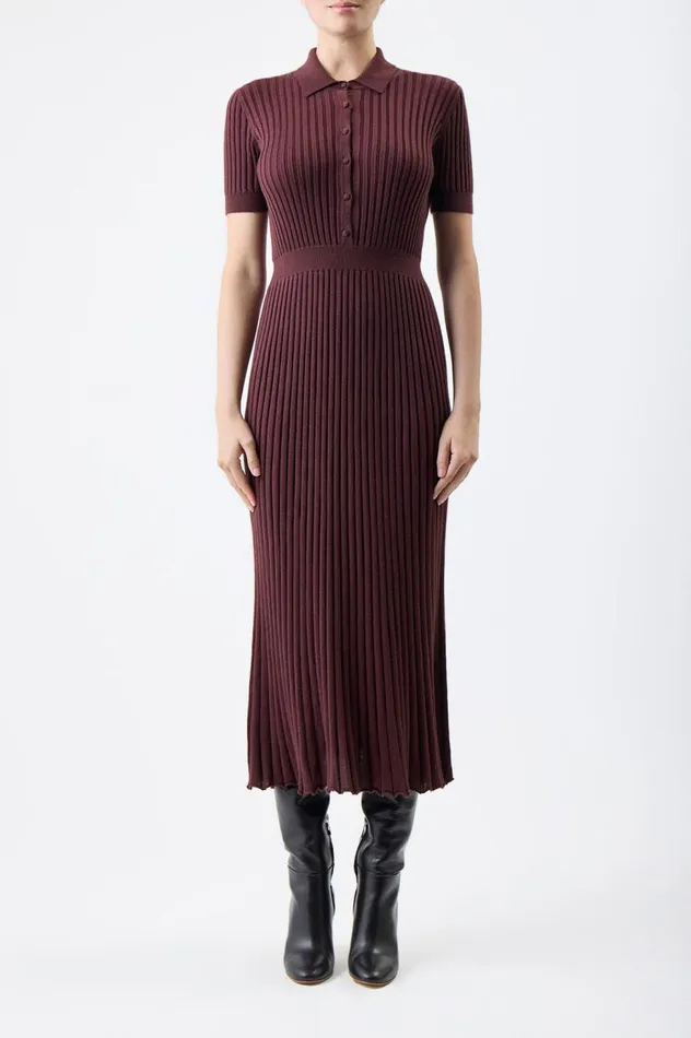 Women Knitwear Gabriela Hearst Amor Knit Dress In Deep Bordeaux Cashmere Silk
