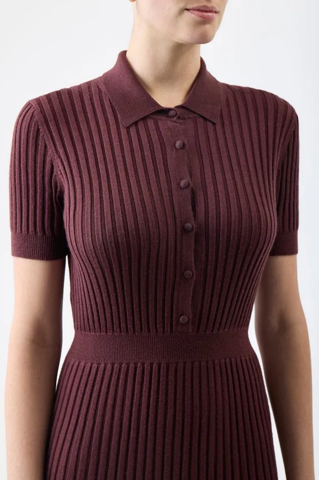 Women Knitwear Gabriela Hearst Amor Knit Dress In Deep Bordeaux Cashmere Silk