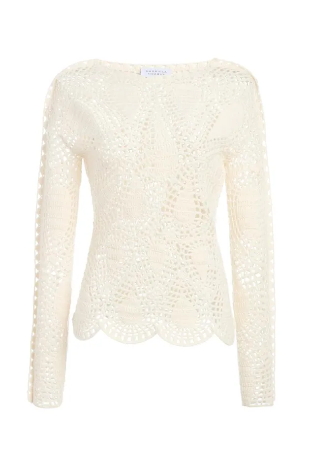 Women Knitwear Gabriela Hearst Capps Crochet Top In Ivory Wool Cashmere