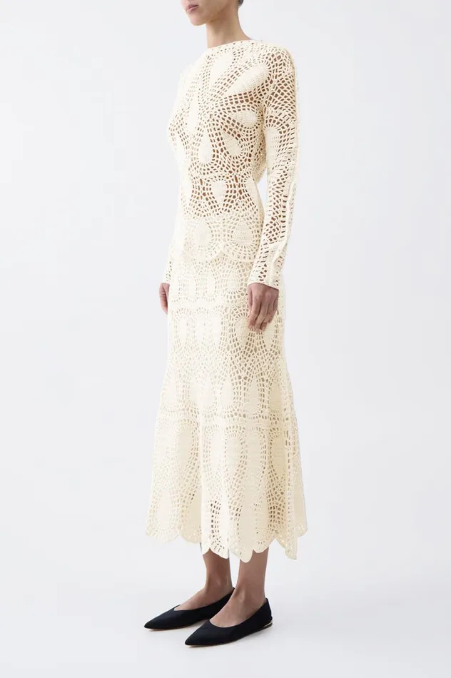 Women Knitwear Gabriela Hearst Capps Crochet Top In Ivory Wool Cashmere