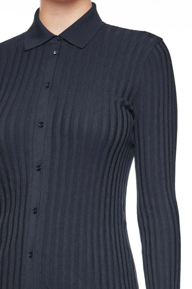 Women Knitwear Gabriela Hearst Cavalieri Knit Shirt In Navy Merino Wool
