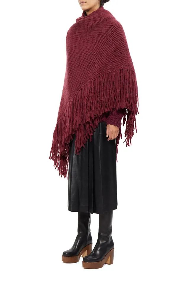Women Knitwear Gabriela Hearst Lauren Knit Wrap In Windsor Wine Welfat Cashmere