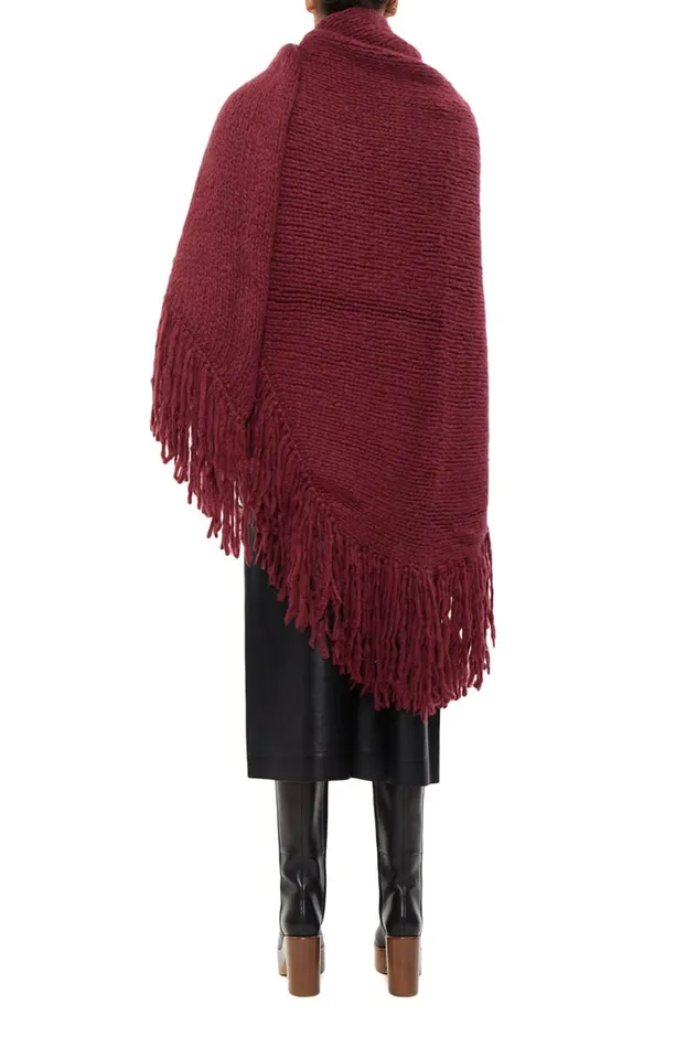 Women Knitwear Gabriela Hearst Lauren Knit Wrap In Windsor Wine Welfat Cashmere