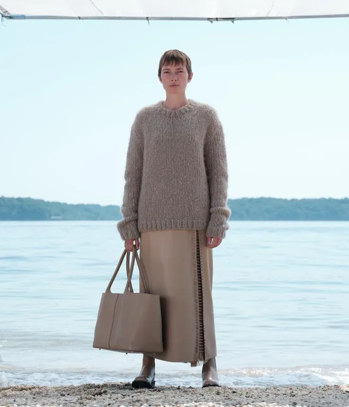 Women Knitwear Gabriela Hearst Lawrence Knit Sweater In Oatmeal Welfat Cashmere