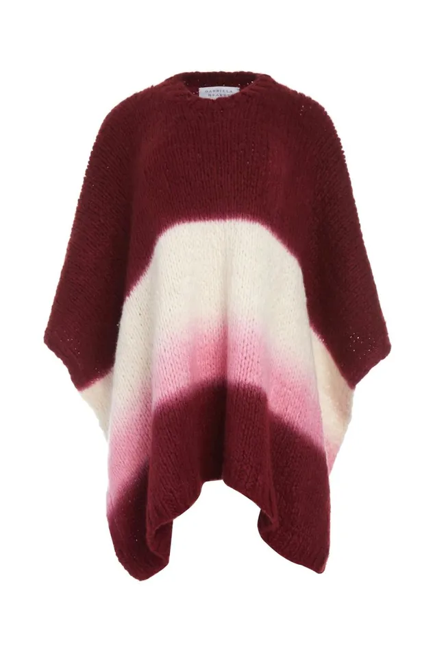 Women Knitwear Gabriela Hearst Lyla Knit Ponco In Dip Dye Bordeaux Multi Welfat Cashmere