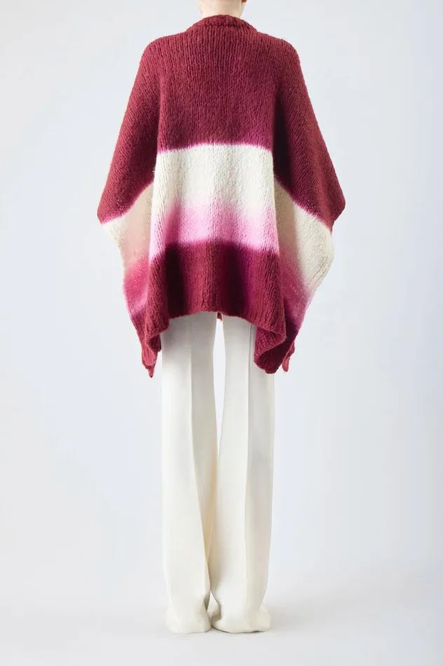 Women Knitwear Gabriela Hearst Lyla Knit Ponco In Dip Dye Bordeaux Multi Welfat Cashmere