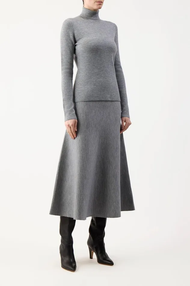 Women Knitwear Gabriela Hearst May Knit Turtleneck In Heather Grey Merino Wool Cashmere