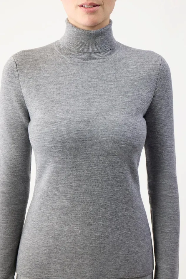 Women Knitwear Gabriela Hearst May Knit Turtleneck In Heather Grey Merino Wool Cashmere